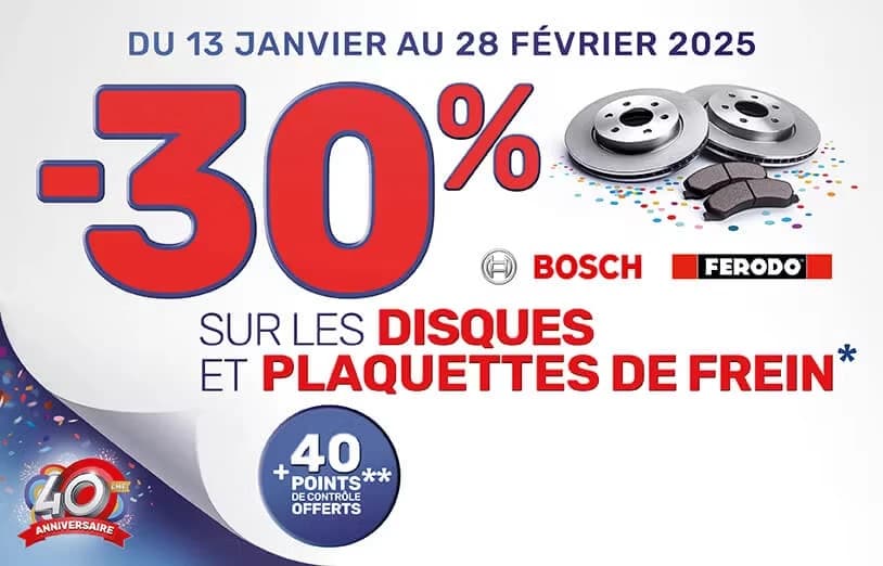 Offre Exceptionnelle : -30% sur Disques et Plaquettes de Frein