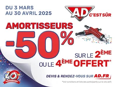 Offre Exceptionnelle : Amortisseurs 2ème ou 4ème OFFERT